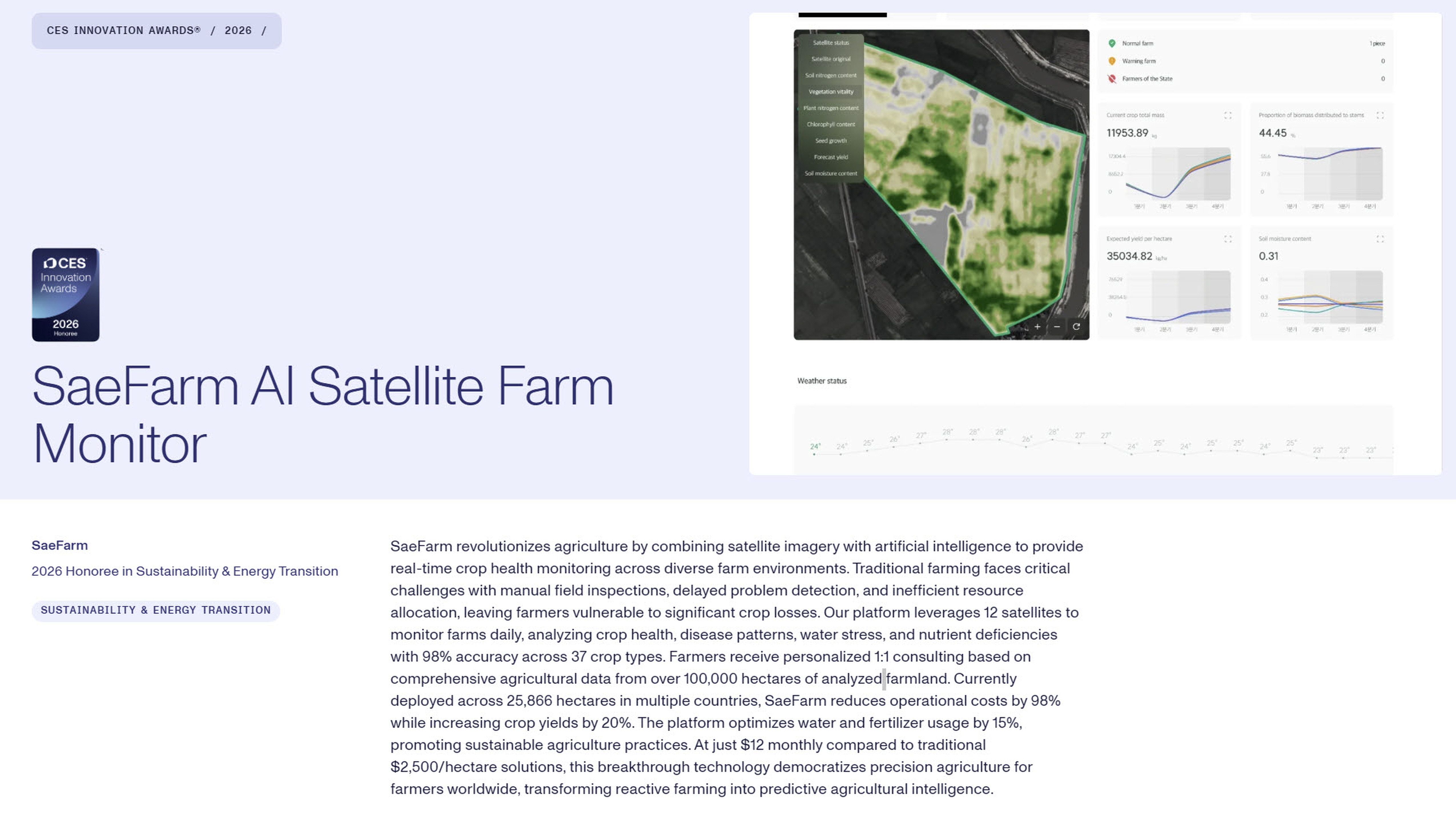 SaeFarm AI Satellite Farm Monitor